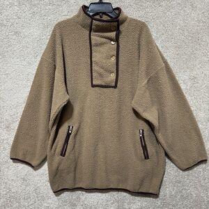 Pretty Little Thing Sherpa‎ Pullover Sweatshirt NWOT Women's 6 Oversized Fleece